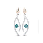 925-Pure-Silver-Earrings-AquaGreen-White-Zircon-DeepSilver-Rhodium-Electroplating-Polish