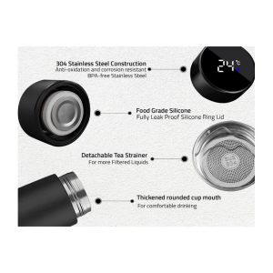 Imported Best Quality Smart Stainless Steel Thermos Water Bottle with Digital LED Temperature Display - 500 ML - Image 4